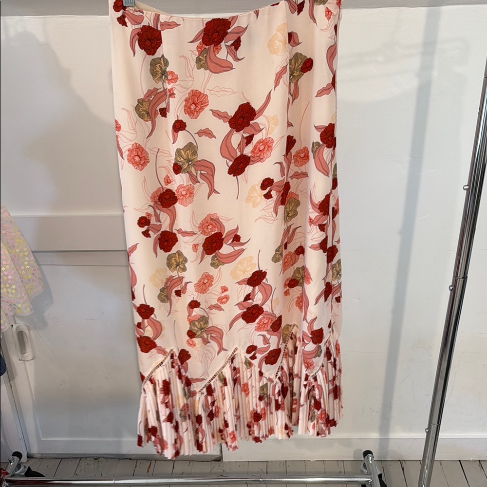 Thakoon Floral Print Skirt with Pleat Hem